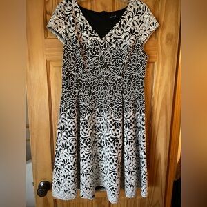 Elegant Black and White Midi Dress